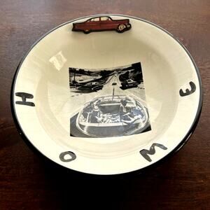 Frizzell Studio Art Bowl 1995 Highway Scene Sculptural Rim